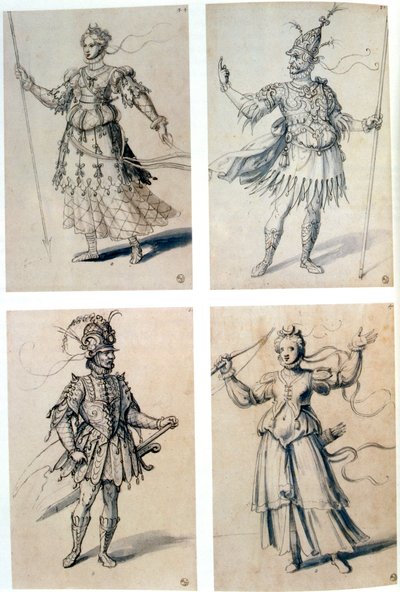 Kostuumontwerpen voor klassieke goden, 16e eeuw door Giuseppe Arcimboldi