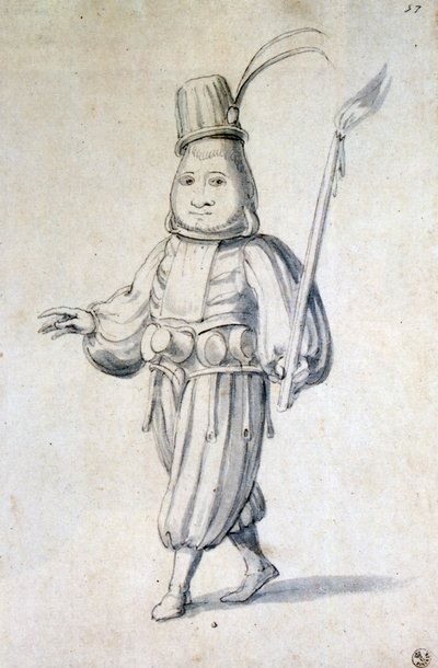 Ontwerp voor een kostuum voor een kok door Giuseppe Arcimboldi