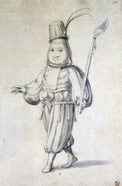 Ontwerp voor kostuum voor een kok door Giuseppe Arcimboldo
