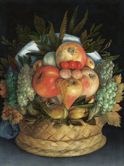 Omkeerbaar antropomorf portret van een man samengesteld uit fruit door Giuseppe Arcimboldo