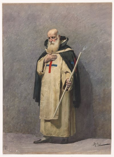 Een oudere priester staand door Giuseppe Aureli