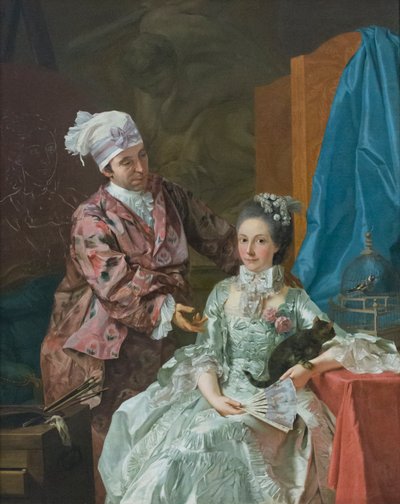 Zelfportret met vrouw, c.1757 door Giuseppe Baldrighi