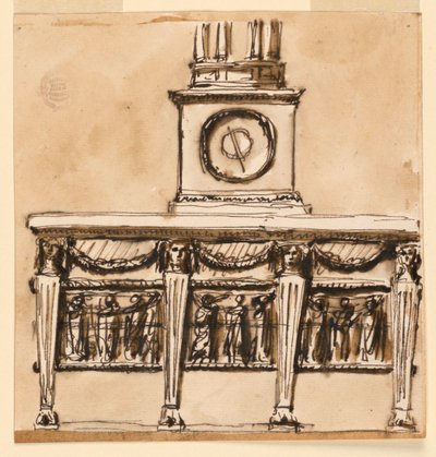 Consoletafel met klok door Giuseppe Barberi