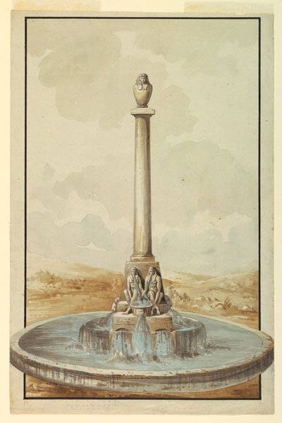 Ontwerp voor Fontein met Canopische Pot door Giuseppe Barberi