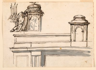 Ontwerpen voor een altaar mensa door Giuseppe Barberi