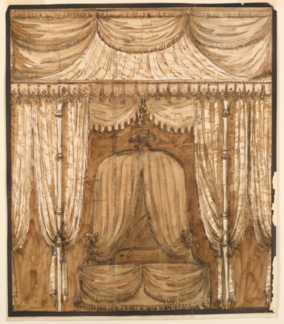 Tekening, Uitsnede van een bed alkoof, ca. 1790 door Giuseppe Barberi
