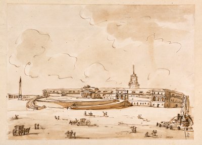 Plein met een paleis door Giuseppe Barberi