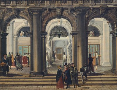 Ingang van de Marciana Bibliotheek in Venetië door Giuseppe Bernardino Bison
