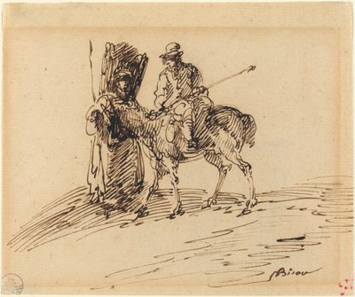 Ruiter met boer door Giuseppe Bernardino Bison