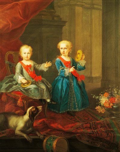 Dochters van Karel III van Bourbon, koning van Napels en Twee Siciliën en Maria Amelia van Saksen, Koningin van Twee Siciliën door Giuseppe Bonito