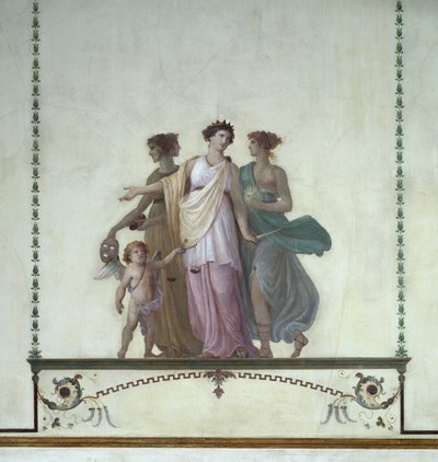 Allegorie van komedie, gerechtigheid en waarheid (fresco) door Giuseppe Borsato