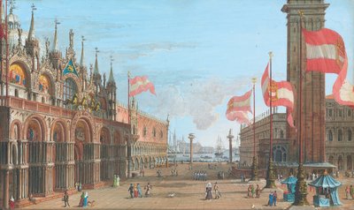 Uitzicht op het San Marcoplein, Venetië, met het Palazzo Ducale en Campanile, 1828 door Giuseppe Borsato