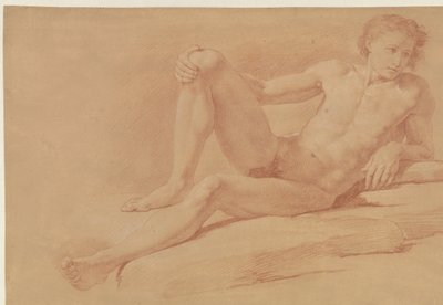 Studie van een half liggende, half zittende jongen door Giuseppe Bottani