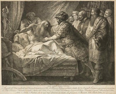 Allegorie van het schilderen De dood van Leonardo da Vinci door Giuseppe Cades