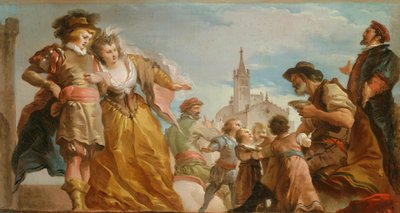 De Ontmoeting van Gautier, Graaf van Antwerpen, en zijn Dochter, Violante door Giuseppe Cades