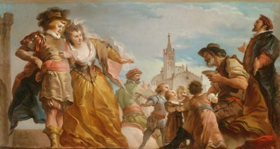 De Ontmoeting van Gautier, Graaf van Antwerpen, en zijn Dochter, Violante, ca. 1787 door Giuseppe Cades