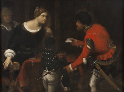 Caterina Cornaro, Koningin van Cyprus, ontvangt een brief van de Raad door Giuseppe Caletti