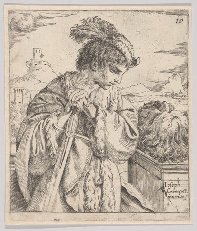 David kijkt naar het hoofd van Goliath, 1620-30 door Giuseppe Caletti