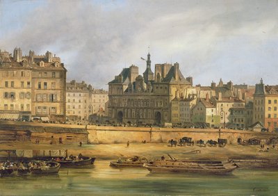 Hotel de Ville en kade, Parijs, 1828 door Giuseppe Canella