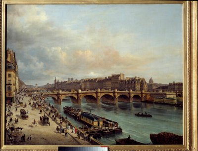 La cite et le Pont Neuf gezien vanaf de Quai du Louvre door Giuseppe Canella