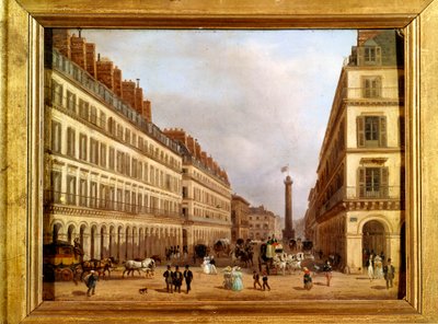 La rue Castiglione in Parijs in 1829 (schilderij) door Giuseppe Canella