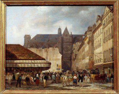 Rue des Prouvaires en de kerk van Saint Eustache in Parijs door Giuseppe Canella