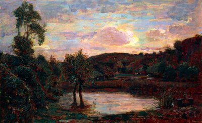 Zonsondergang in Engadina, door Giuseppe Carozzi (1864-1938) door Giuseppe Carozzi