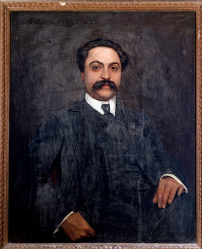 Portret van Giuseppe Martucci (1856-1909) Italiaanse componist, dirigent, pianist en leraar door Giuseppe De Sanctis