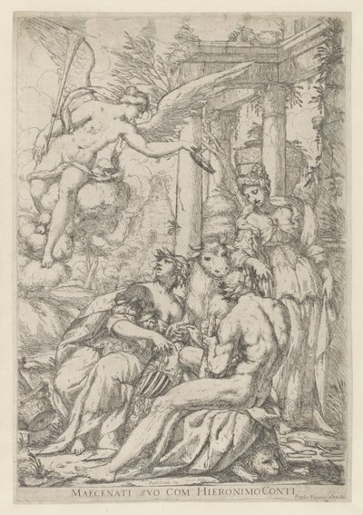 Allegorie met Faam, Hercules en Europa door Giuseppe Diamantini
