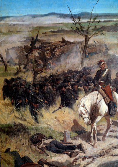 Detail van het Italiaanse kamp, uit De slag bij Magenta in 1859 door Giuseppe Fattori
