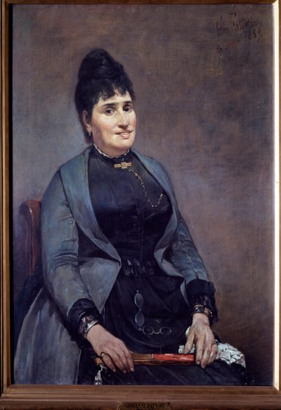 Portret van een vrouw (olie op doek) door Giuseppe Fattori