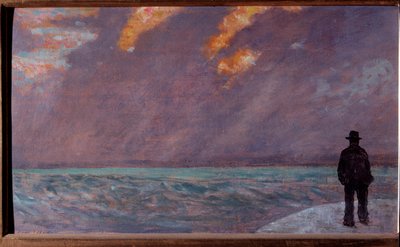 Zonsondergang op zee door Giuseppe Fattori