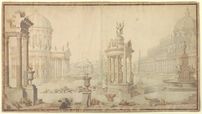 Toneelontwerp: architectonische fantasie door Giuseppe Galli Bibiena