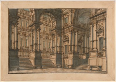 Toneelontwerp: Paleisinterieur door Giuseppe Galli Bibiena