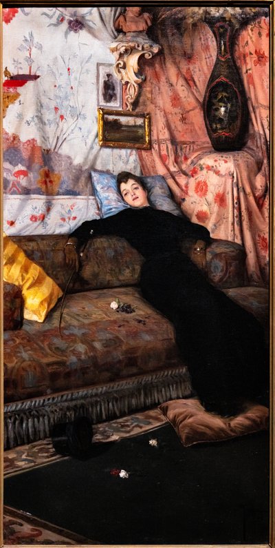 Vrouw op de bank door Giuseppe Giani