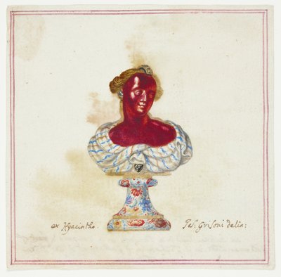 Schets van Juwelen Antieke Buste in de Medici Collectie, Florence door Giuseppe Grisoni