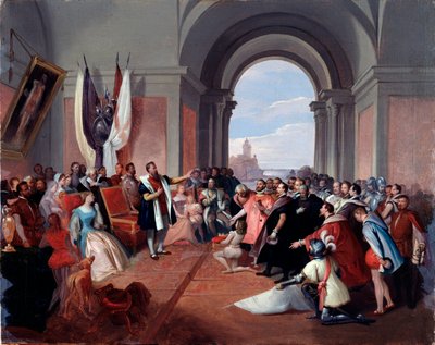 Andrea Doria weigert de kroon van Genua, door Giuseppe Isola (1808-1893), c. 1868 door Giuseppe Isola