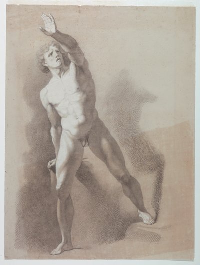 Academische studie van een mannelijk naakt door Giuseppe Longhi