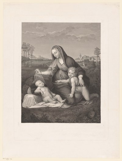 Maria met Kind en de jonge Johannes de Doper in een landschap door Giuseppe Longhi