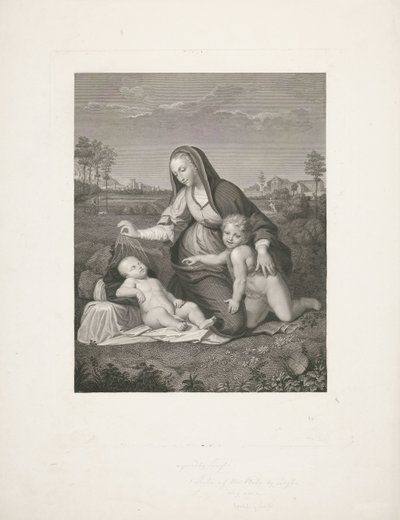 Maria met Kind en de jonge Johannes de Doper in een landschap door Giuseppe Longhi