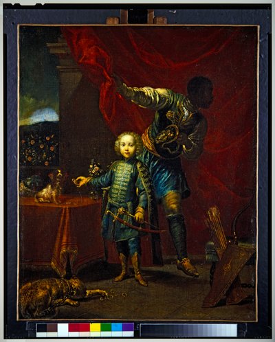 Portret van een jonge jongen, vermoedelijk de zoon van generaal Johann Pálffy door Giuseppe Maria (1665 1747) Crespi