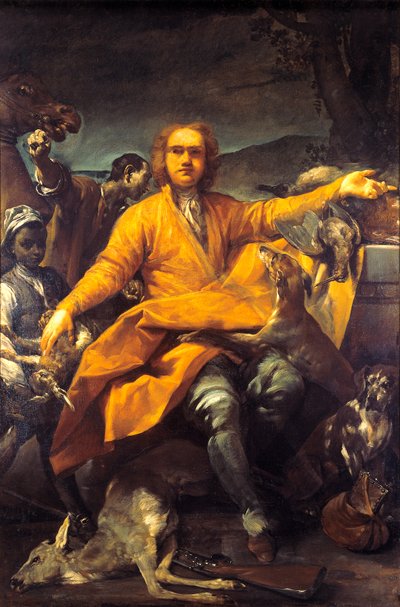 Portret van jager door Giuseppe Maria (1665 1747) Crespi