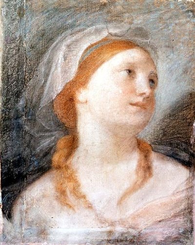 Studie van het hoofd van een jonge vrouw met rood haar door Giuseppe Maria (circle of) Crespi