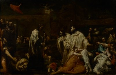 Gezegende Bernard Tolomei die bemiddelt voor de beëindiging van de pest in Siena, c.1735 door Giuseppe Maria Crespi