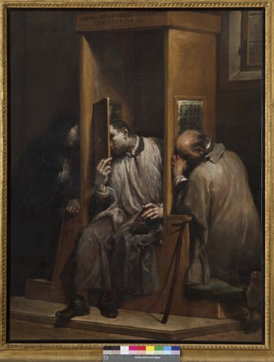 Sint Jan van Nepomuk hoort biecht van de koningin van Bohemen door Giuseppe Maria Crespi