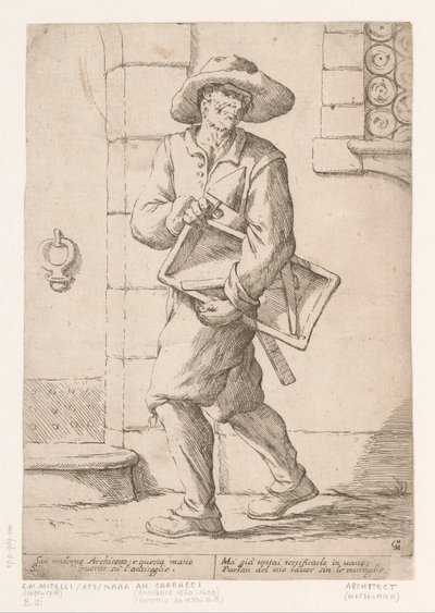 Metselaar door Giuseppe Maria Mitelli (signed by artist)