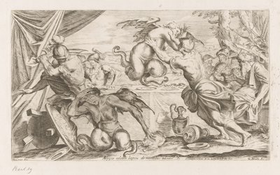 Aeneas en zijn metgezellen vechten met de Harpijen Omzwervingen van Aeneas (serietitel) L