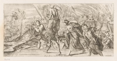 Aeneas vlucht met zijn familie uit Troje door Giuseppe Maria Mitelli
