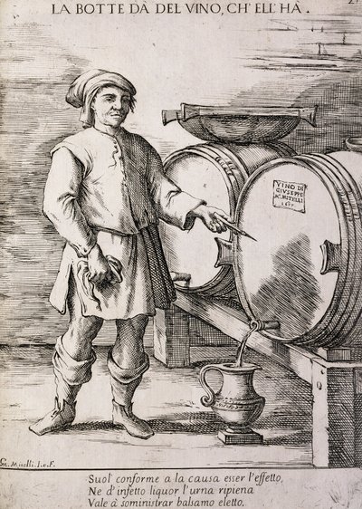 Vat geeft wijn die het bevat, Spreekwoord door Giuseppe Maria Mitelli