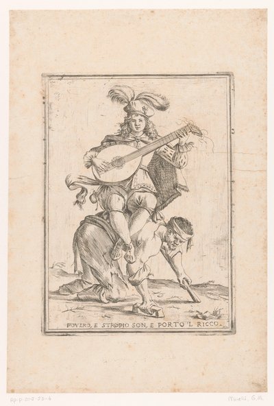 De arme draagt de rijke door Giuseppe Maria Mitelli